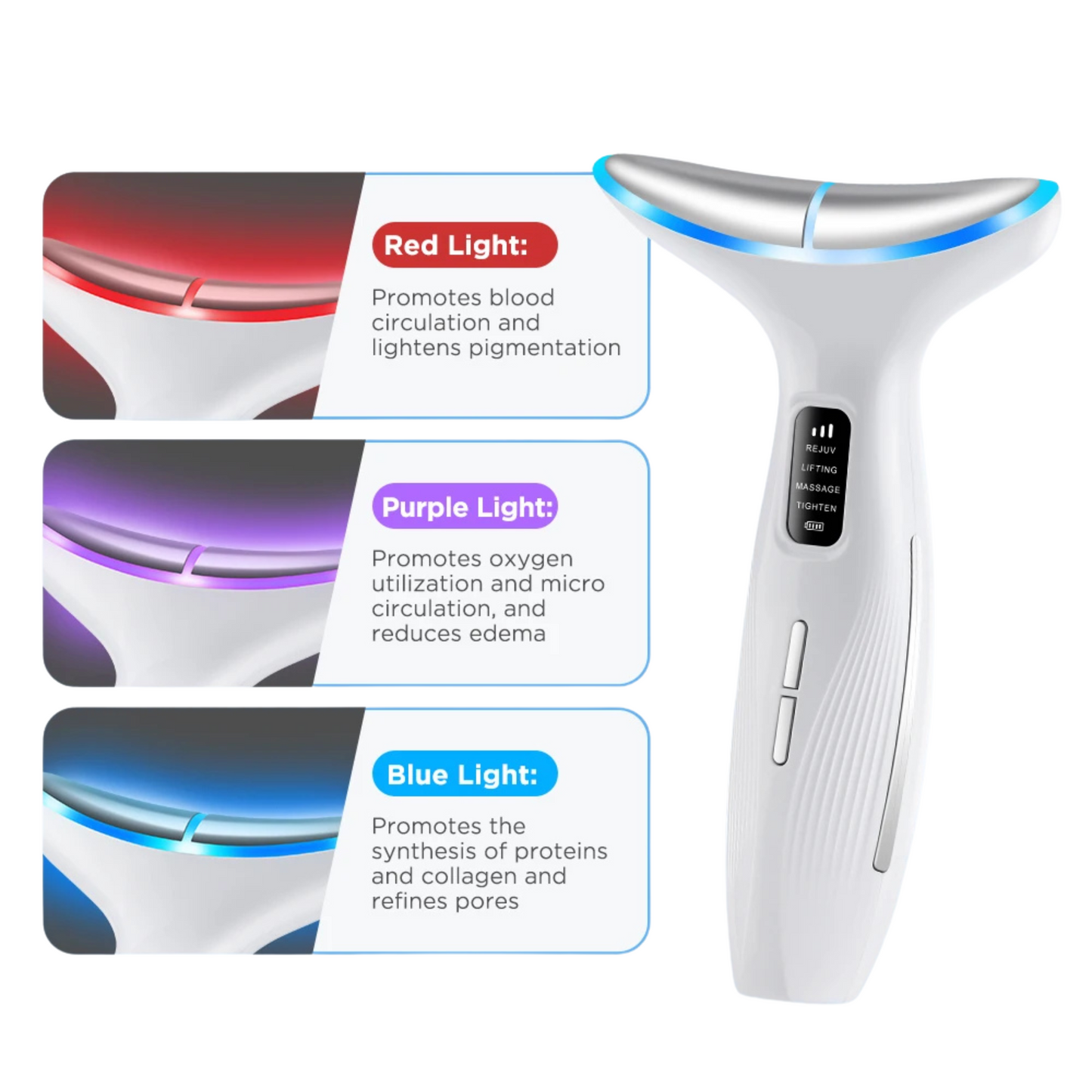 Neck & Face Beauty Device – EMS Vibration & LED Photon Therapy