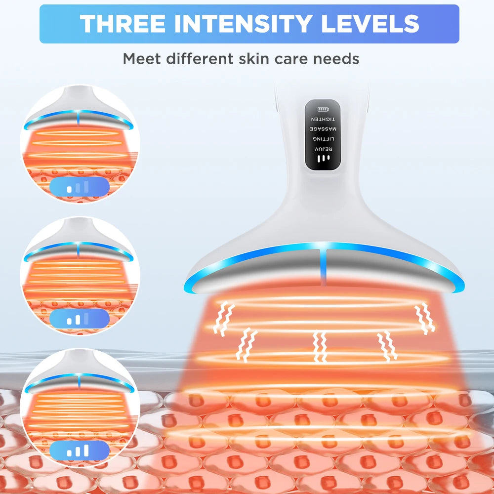 Neck & Face Beauty Device – EMS Vibration & LED Photon Therapy